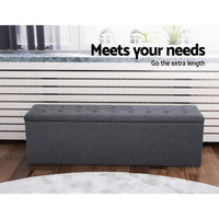 Extra-Long Storage Ottoman - Dark Grey / Light Grey