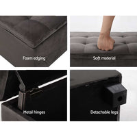 Storage Ottoman - Velvet Dark Grey