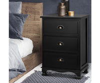 Pair of Vintage Bedside Table 3 Drawers - White or Black