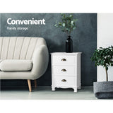 Pair of Vintage Bedside Table 3 Drawers - White or Black
