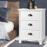 Pair of Vintage Bedside Table 3 Drawers - White or Black