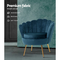 Clamshell Armchair Glamorous Velvet - Blue