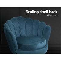 Clamshell Armchair Glamorous Velvet - Blue