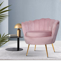 Clamshell Armchair Glamorous Velvet - Pink / Grey / Green