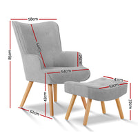 Armchair and Footrest- Light Grey / Mid Grey / Charcoal / Beige