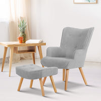 Armchair and Footrest- Light Grey / Mid Grey / Charcoal / Beige