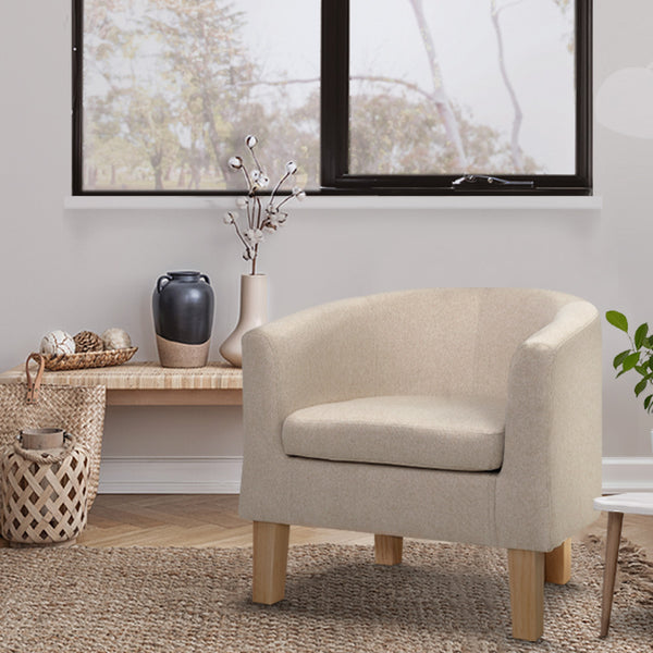 Fabric Tub Armchair - Beige