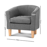 Fabric Tub Armchair - Grey