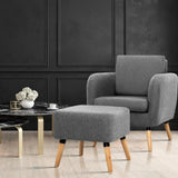 Tub Armchair With Footstool - Grey