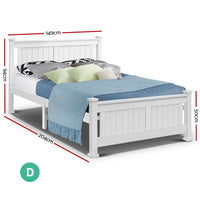 Double / Queen - White Wooden Bed Frame