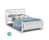 Double / Queen - White Wooden Bed Frame