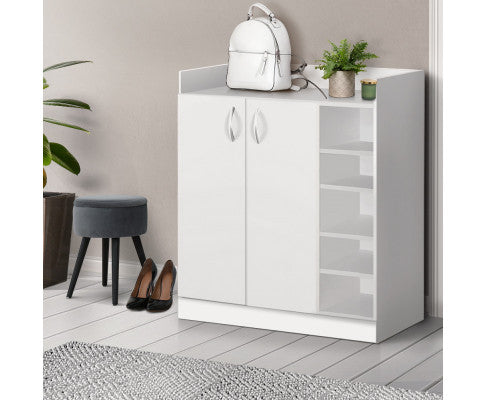 White or Wood Grain Shoe Cabinet with free delivery