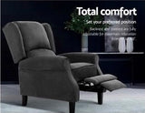 Suede Recliner Chair - Charcoal